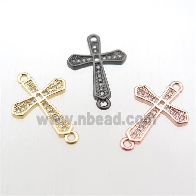 copper cross connector paved zircon, mix color