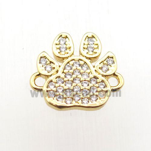 copper Paws connector paved zircon, gold plated