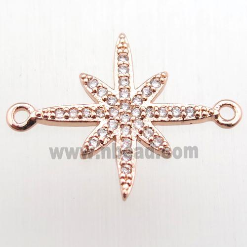 copper northstar connector paved zircon, rose gold