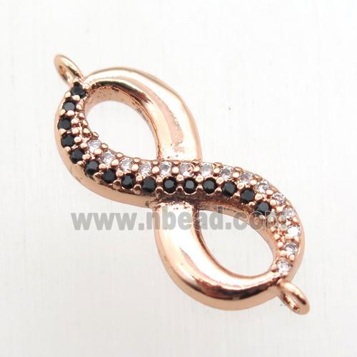 copper Infinity connector paved zircon, rose gold