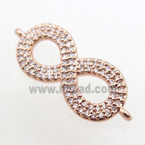 copper Infinity connector paved zircon, rose gold