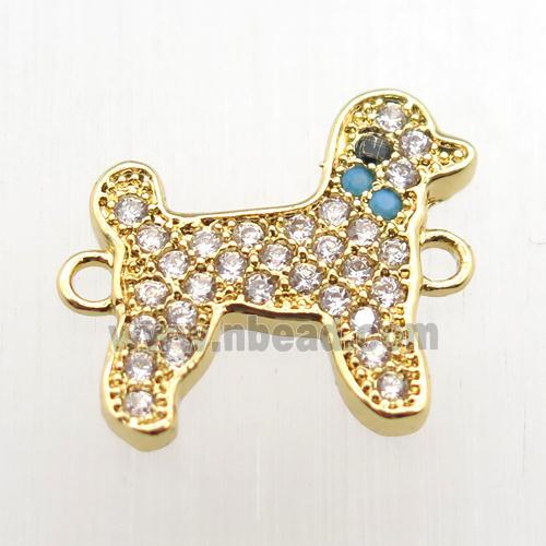 copper dog connector paved zircon, gold plated