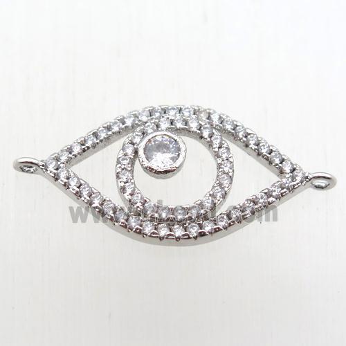 copper eye connector paved zircon, platinum plated