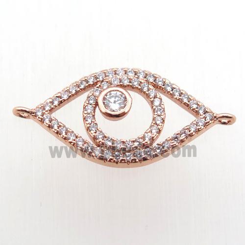 copper eye connector paved zircon, rose gold