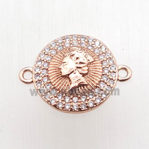 copper coin people connector paved zircon, rose gold