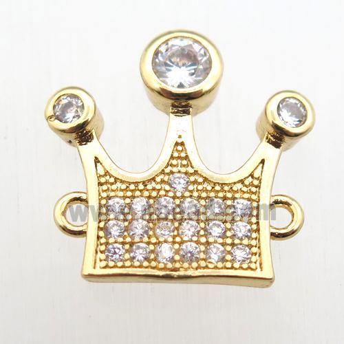 copper crown connector paved zircon, gold plated