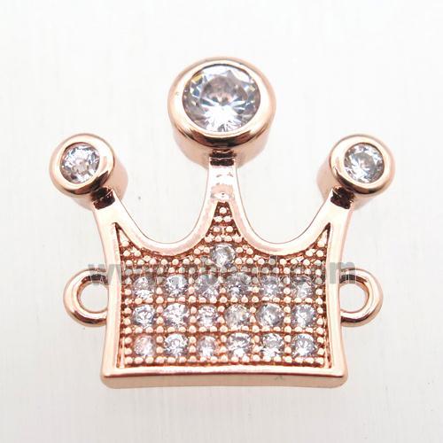 copper crown connector paved zircon, rose gold