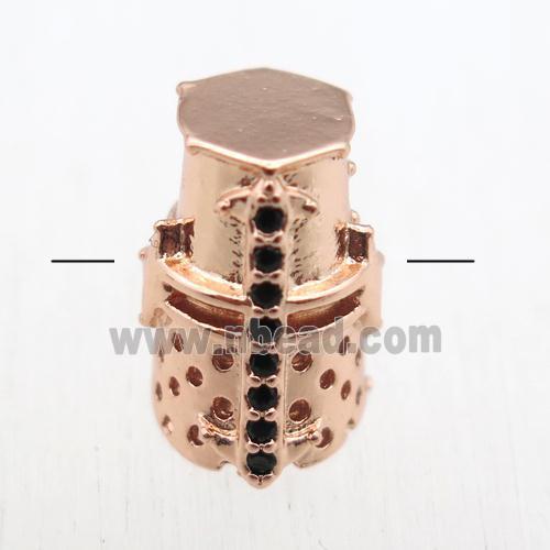 copper bead paved zircon, rose gold