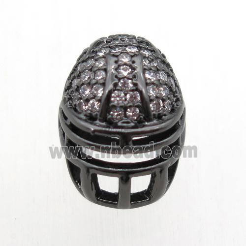 copper Helmet beads paved zircon, black plated