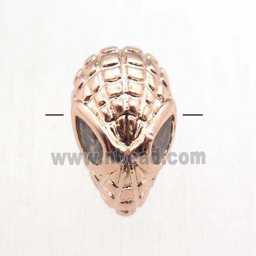 copper Aliens beads paved zircon, rose gold
