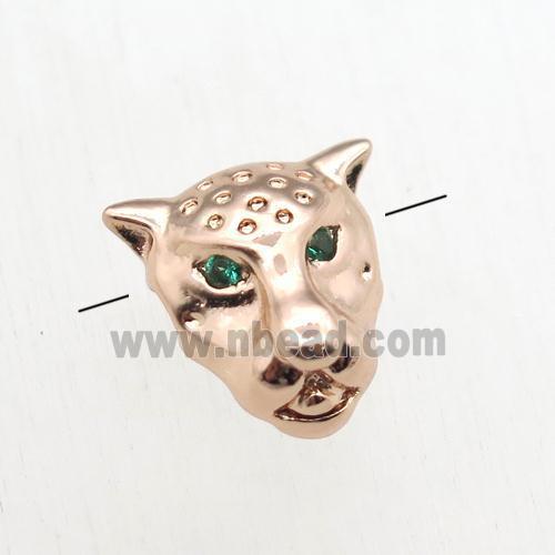 copper pantherhead beads paved zircon, rose gold
