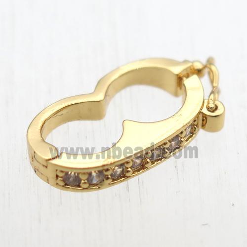 copper clasp paved zircon, gold plated