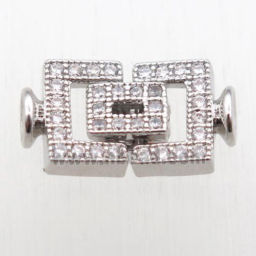 copper clasp paved zircon, platinum plated