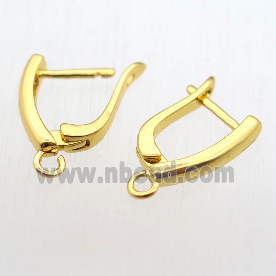 copper Latchback Earrings with loop, gold plated