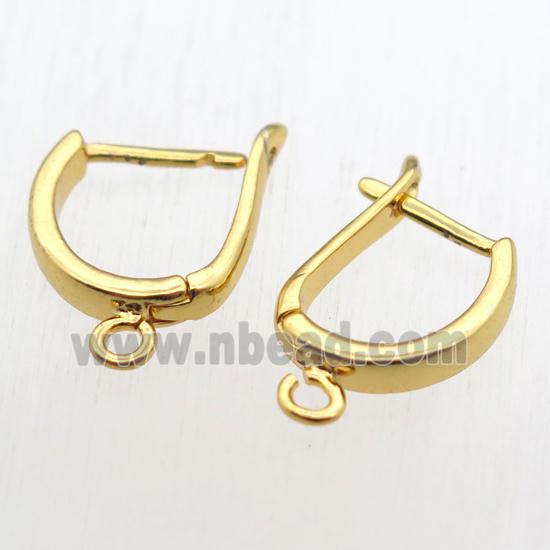 copper Latchback Earrings with loop, gold plated