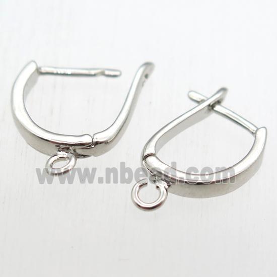 copper Latchback Earrings with loop, platinum plated