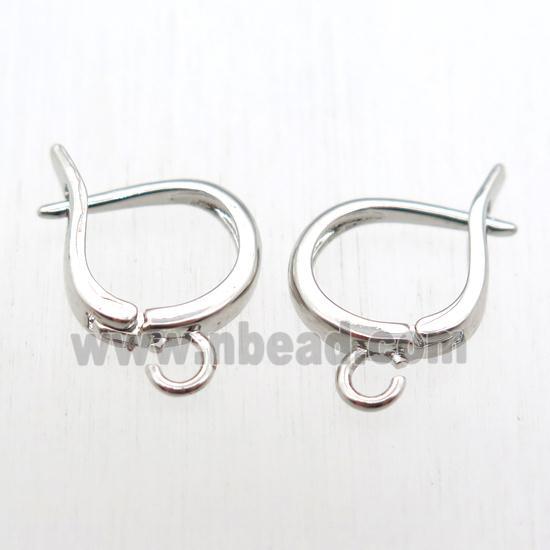 copper Latchback Earrings hook with loop, platinum plated
