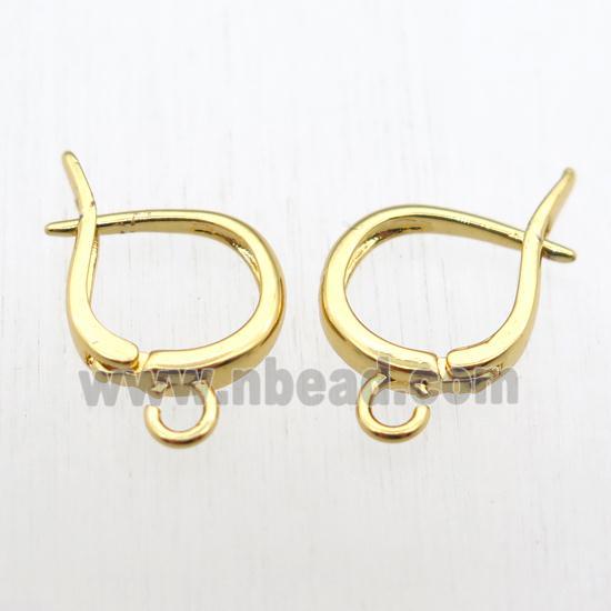 copper Latchback Earrings hook with loop, gold plated