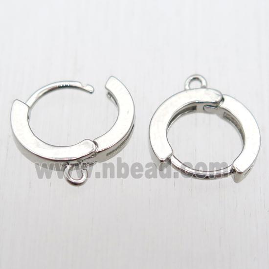 copper Latchback Earrings hoop with loop, platinum plated