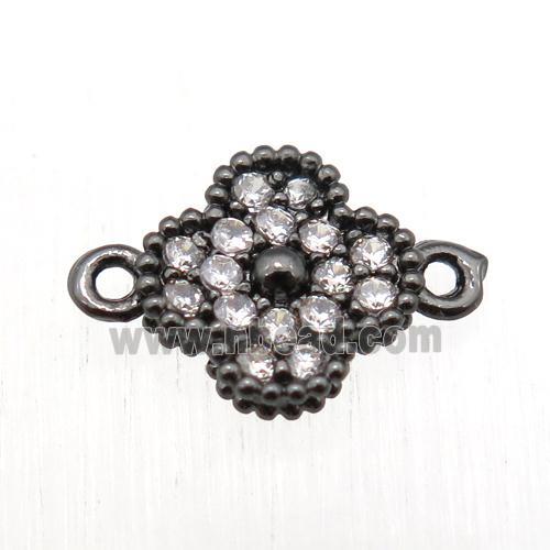 copper clover conncetor paved zircon, black plated