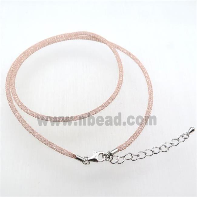 copper mesh nceklace chain with rhinestone, rose gold