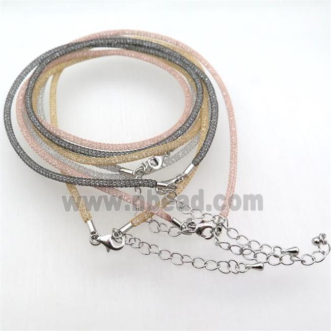 copper mesh nceklace chain with rhinestone, mixed color