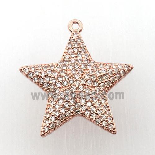copper star pendant pave zircon, rose gold
