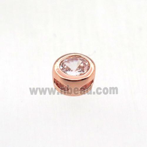 copper beads pave zircon, circle, rose gold