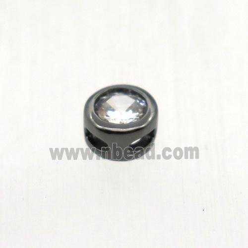 copper beads pave zircon, circle, black plated