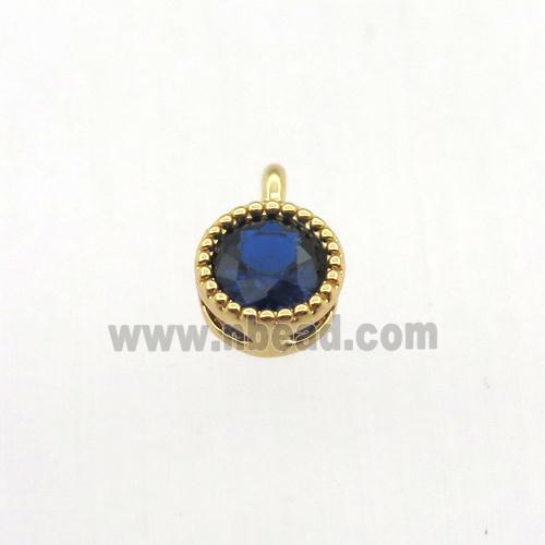 copper pendant pave zircon, circle, gold plated