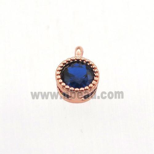 copper pendant pave zircon, circle, rose gold