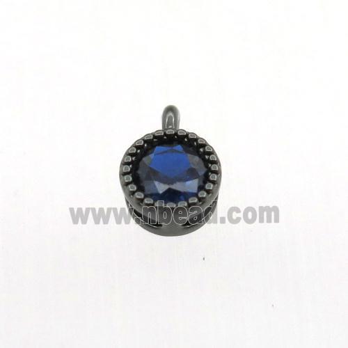 copper pendant pave zircon, circle, black plated