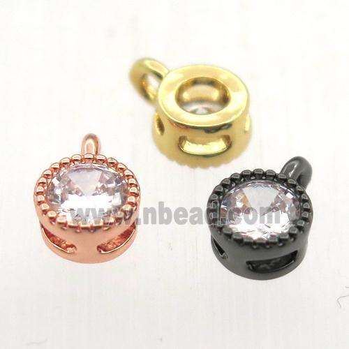 copper pendant pave zircon, circle, mixed color