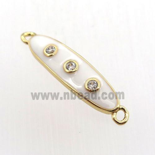 copper oval connector pave zircon with enameling, gold plated