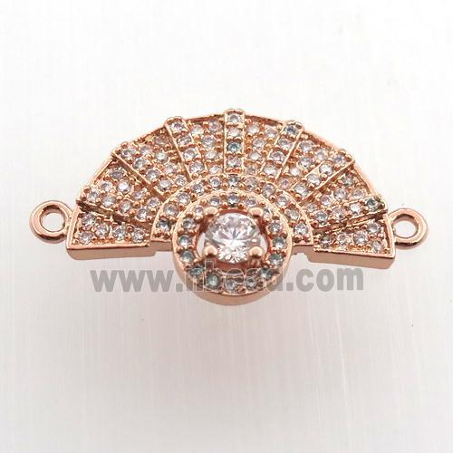 copper fan pendant paved zircon, rose gold