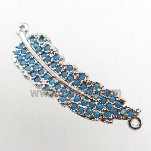copper leaf connector paved zircon, platinum plated