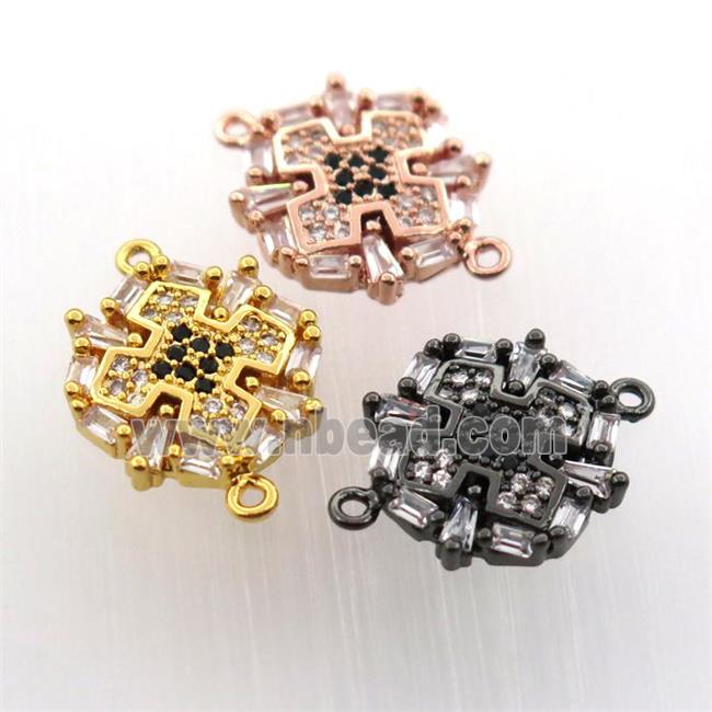 copper cross connector paved zircon, mix color