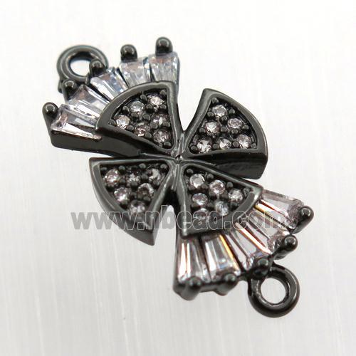 copper windmill connector paved zircon, black plated