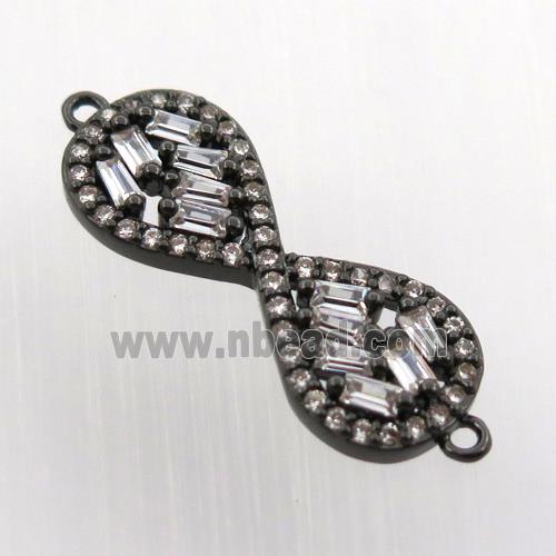 copper infinity connector paved zircon, black plated
