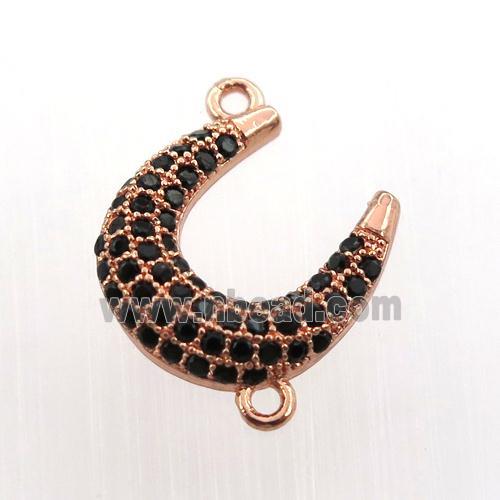copper U-connector paved zircon, rose gold