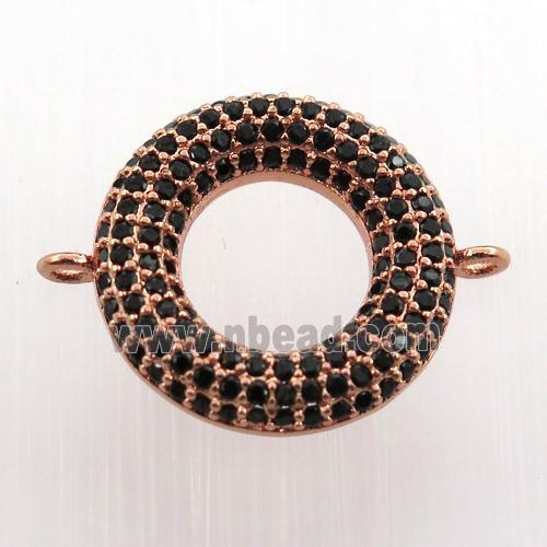 copper donut connector paved zircon, rose gold
