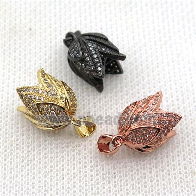 copper Lotus pendant paved zircon, mix color