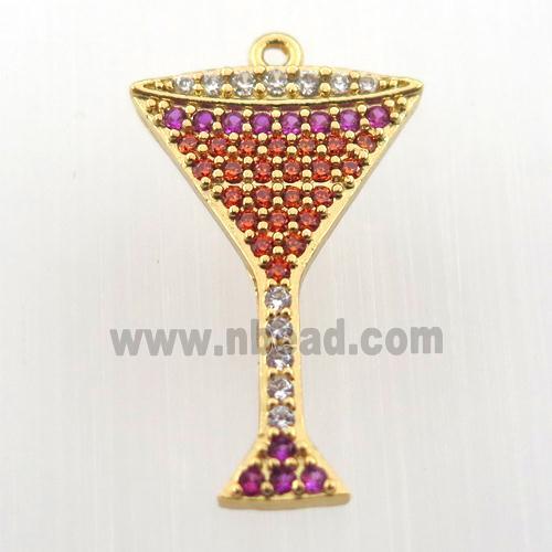 copper cup pendant paved zircon, gold plated