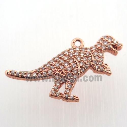 copper dragon pendant paved zircon, rose gold