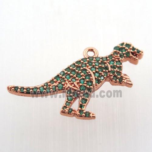 copper dragon pendant paved zircon, rose gold