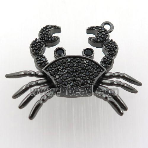 copper crab pendant pave zircon, black plated