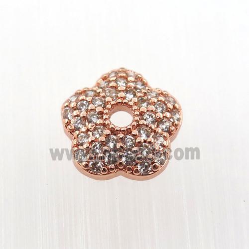 copper beadcaps pave zircon, rose gold