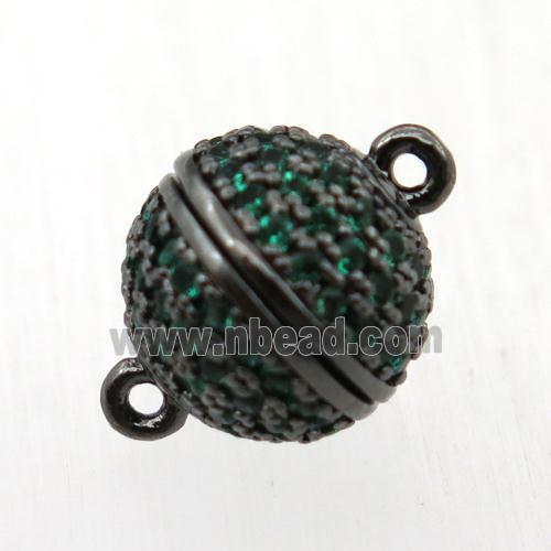 copper clasp pave zircon, magnetic, black plated