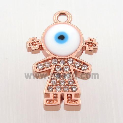 copper girl pendant pave zircon, rose gold