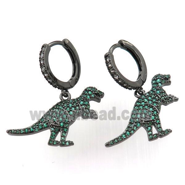 copper hoop earring pave zircon with dragon, black plated
